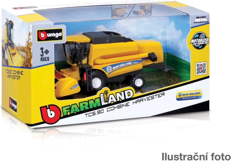 Bburago Farmland kombajn New Holland TC5.90 18 cm – kovinski model s pritljačkom