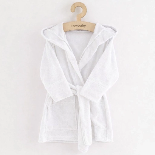 Otroški frotirni kopalni plašč s kapuco New Baby, bel