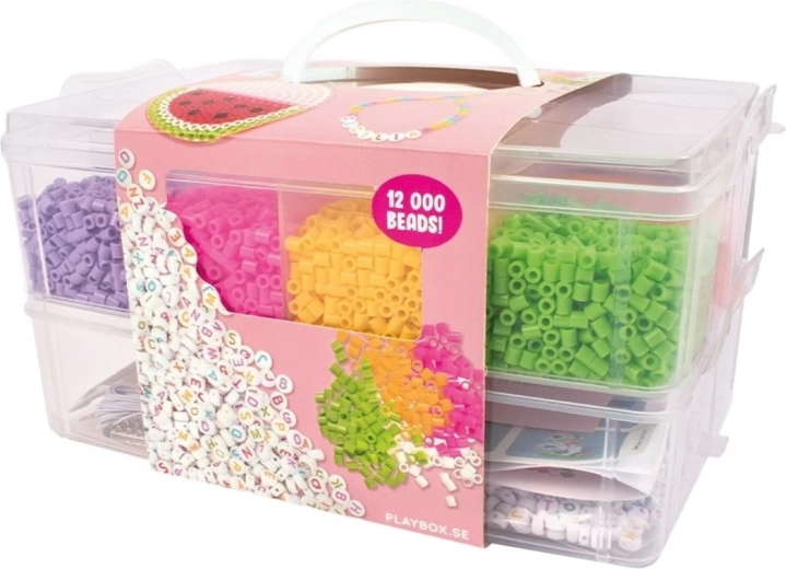 PLAYBOX likalne perlice v plastičnem kovčku s ploščicami in predlogami, 12.000 kosov