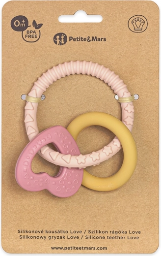 PETITE&MARS silikonsko grizalo Love cute pink 0m+