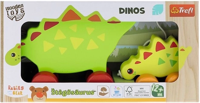 Trefl lesena vlečna igrača dinozavri stegozaver