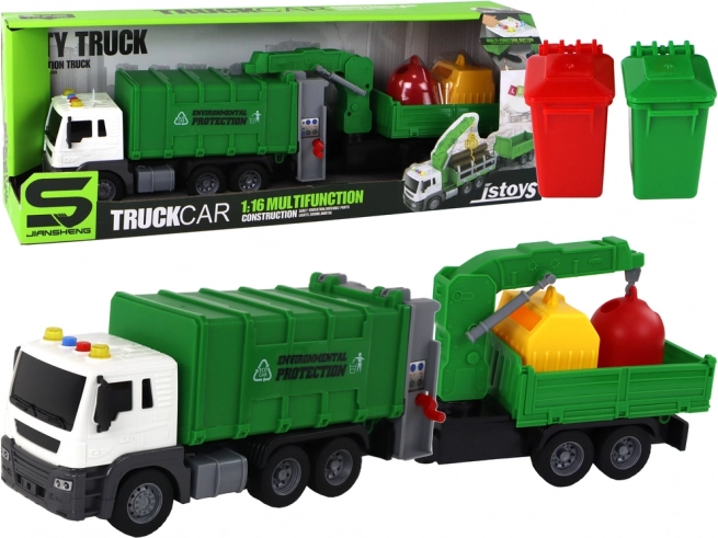 Smetarsko vozilo Žerjav Prikolica na povratni pogon z zvoki zeleno 1:16