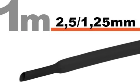 Črna termoskrčljiva cev 2,5 / 1,25 mm
