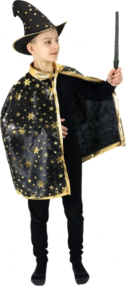 Otroški čarovniški kostum črni plašč