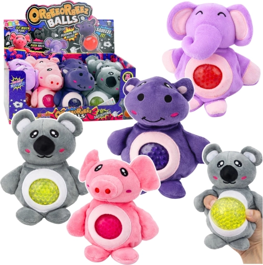 Plišasta senzorična živalca za stiskanje s hidrogelnimi kroglicami 15 cm