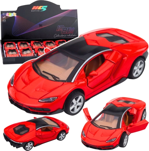 Kovinski športni avto 1:32 rdeč s svetlobnimi in zvočnimi učinki