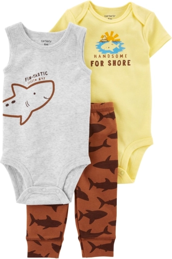 Carter's 3-delni komplet za fantke Brown Shark – trenirka in 2× bodi – 24m