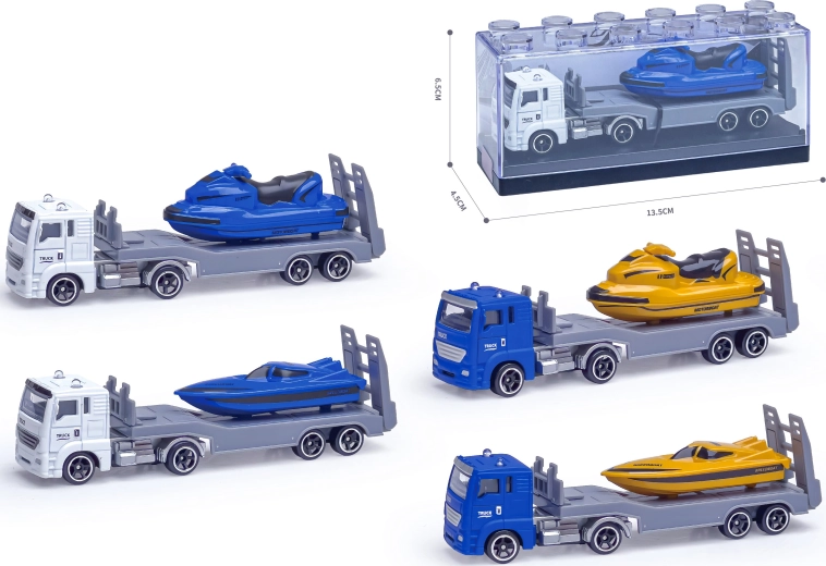 Kovinski tovornjak z motornim čolnom 1:64 (več vrst)