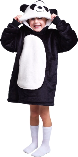Cozy Noxxiez otroška topla odeja v obliki puloverja s kapuco Panda