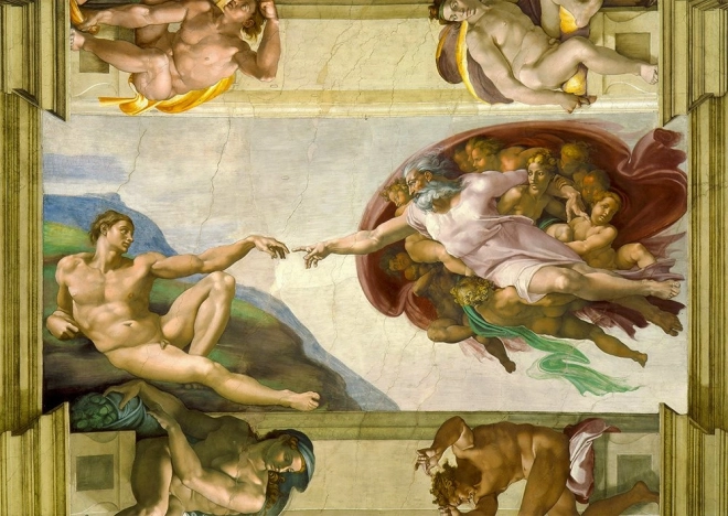 Sestavljanka Michelangelo Buonarroti: Stvarjenje Adama 1000 koščkov