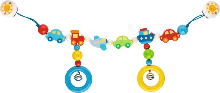 Pram chain with cars and clips - 1 piece