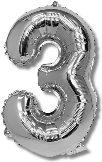 Folijski balonček številka 3 srebrn 40 cm