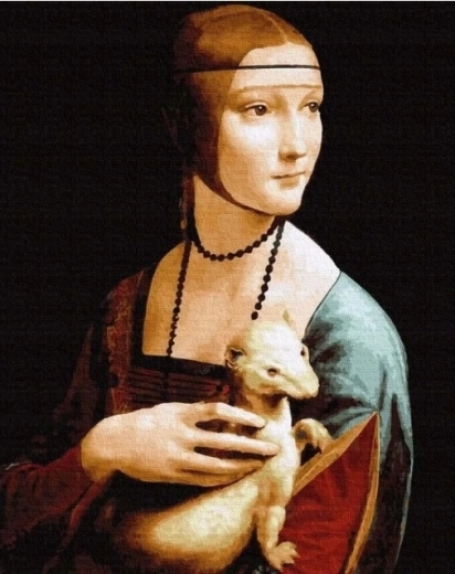 Diamantno slikanje Gospa z hermelinom 30 × 40 cm NORIMPEX