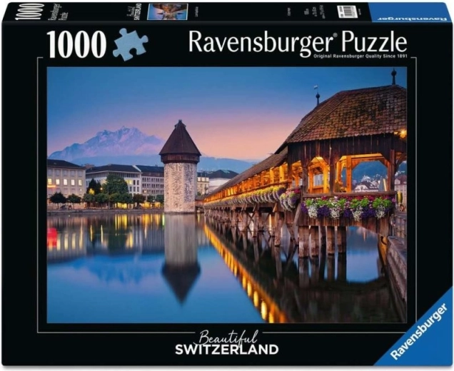 Ravensburger sestavljanka Beautiful Switzerland: Kapličkov most, Luzern – 1000 kosov
