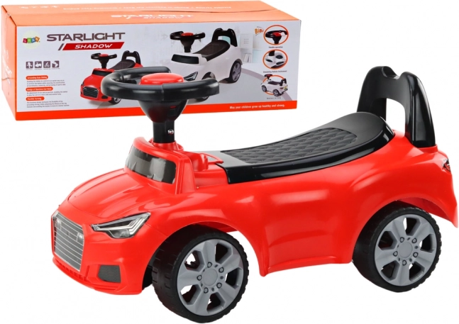 Poganjalec z naslonom, hupo in shranjevalnim prostorom – rdeč