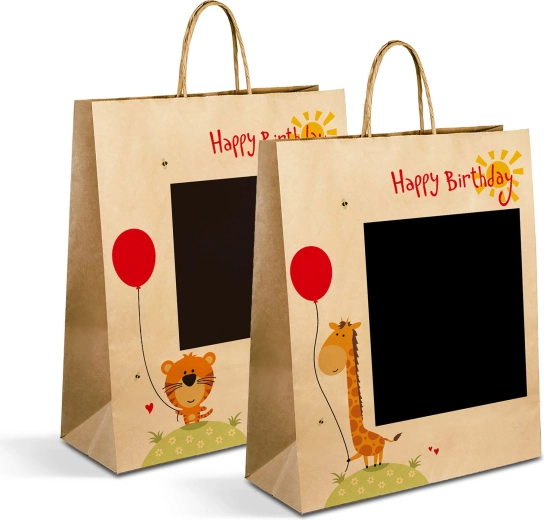 Papirnata darilna vrečka za steklenico Kraft 26,5 × 12,7 × 33 cm – 1 kos