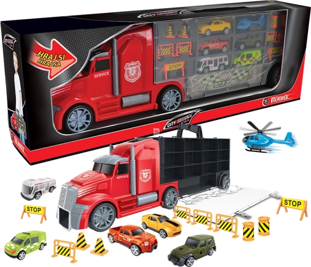 City Service truck with cars and helicopter 55 cm