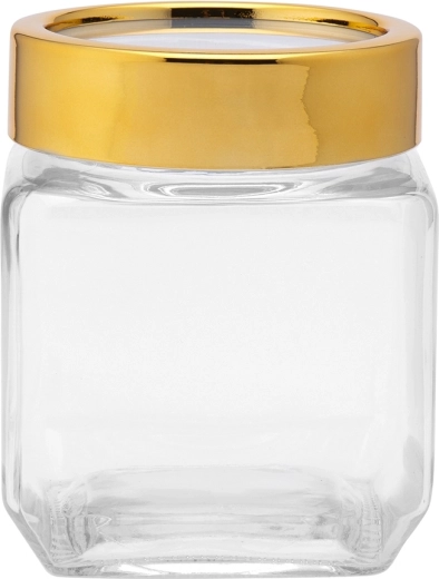 Altom Design kvadratni stekleni kozarec z zlatim pokrovom 500 ml