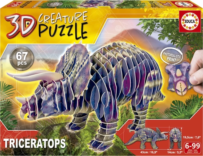 3D puzzle triceratops 67 koščkov