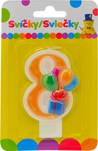 Rojstnodnevna svečka številka 8 z baloni