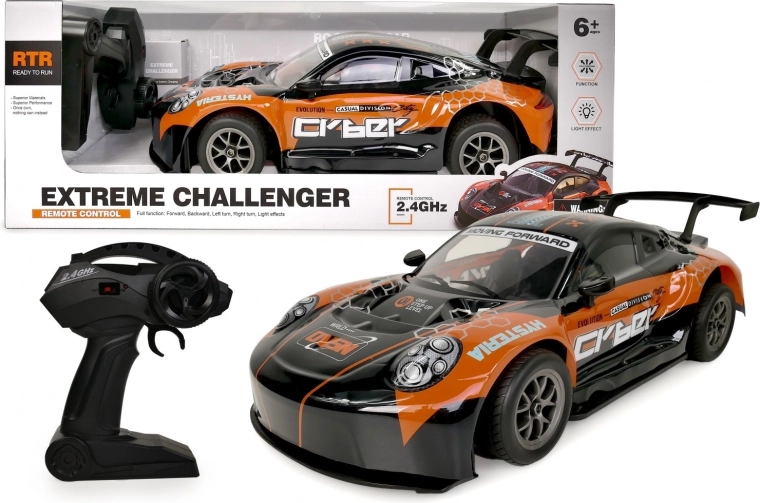 Oranžen RC avto 1:8 z osvetljeno karoserijo 2,4 GHz