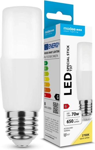 LED žarnica Modee Lighting Stick T37 7,9 W E27, toplo bela, 650 lm