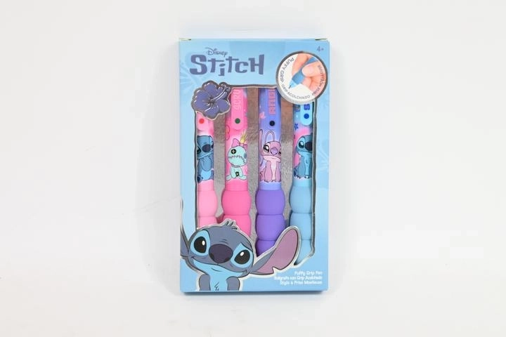 Disney Stitch komplet 4 pastelnih kemičnih svinčnikov z mehkim kosmatim oprijemom