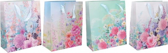 Darilna vrečka L, 40 × 30 × 12 cm – mešanica celoletnih motivov