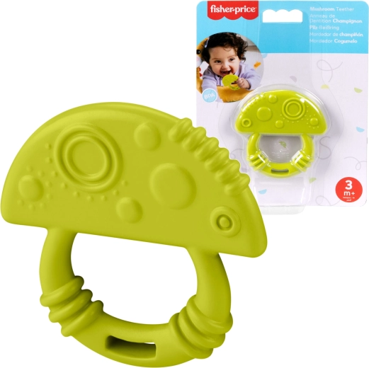 Zeleni otroški grizalo v obliki gobice – mehko in teksturirano FISHER-PRICE
