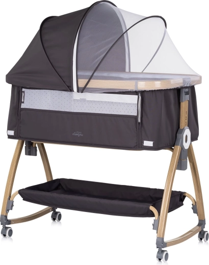 Chipolino bedside crib Charisma 2-in-1 charcoal/wood