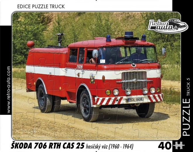 Retro avtomobilske sestavljanke Škoda 706 RTH CAS 25 gasilsko vozilo 40 koščkov