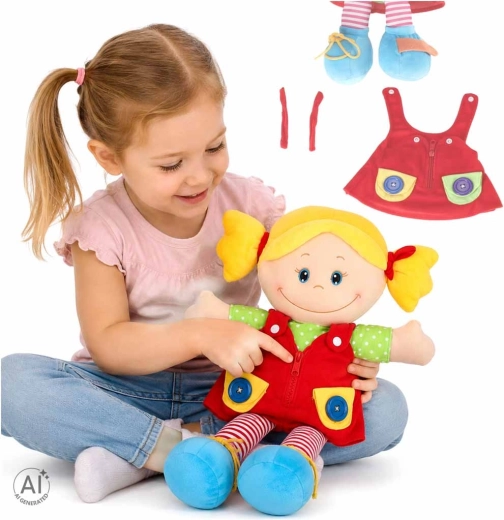 Fabric sensory doll for dressing practice – girl