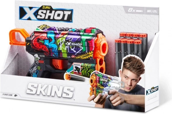 ZURU X-Shot Skins Flux pištola za penaste naboje, 8 puščic