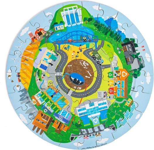 Krožni leseni puzzle Recíklaža – BIGJIGS TOYS