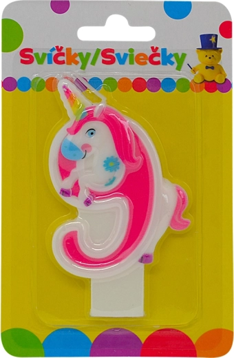 Rojstnodnevna svečka z samorogom – številka 9