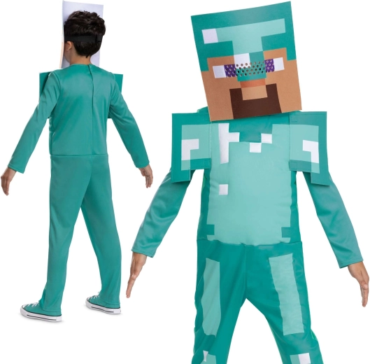 otroški kostum Steve v diamantnem oklepu Minecraft 127–136 cm (7–8 let)