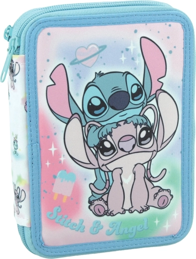 Opremljena dvonadstropna peresnica Disney Stitch & Angel v svetlo modri barvi