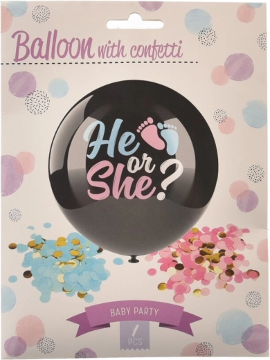 Lateks balon BOY/GIRL s konfeti 90 cm