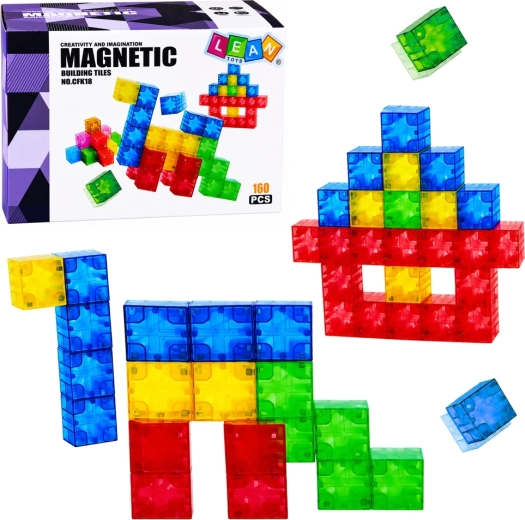 Magnetic building blocks – colorful 3D magnetic cubes (160 pieces)