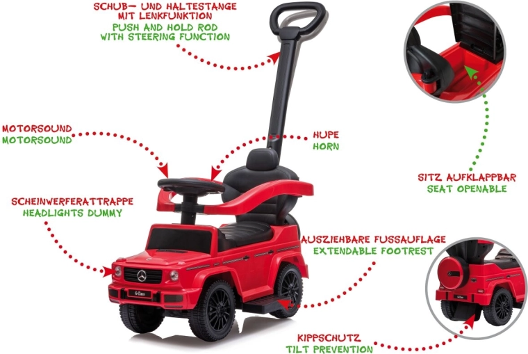 Otroški poganjalec Mercedes-Benz G 350 d 3 v 1, rdeč
