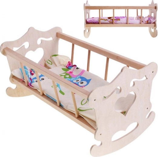 Lesena zibelka za punčko 50 cm + posteljnina ZA2021