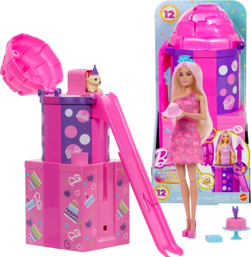 Barbie rojstnodnevno presenečenje s toboganom – Party Unboxed set