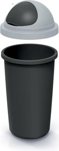 Koš za odpadke s nihajnim pokrovom 30 l, plastičen, črno‑siv