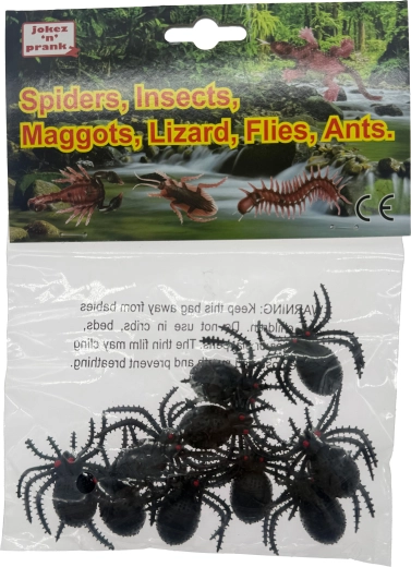 Plastični pajki v mrežici, 10 kos