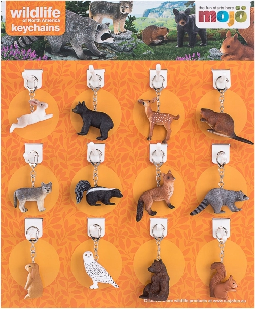 MOJO stojalo z obeski za ključe – gozdne živali (36 kos)