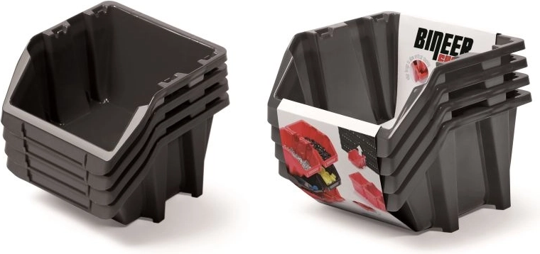 Komplet shranjevalnih škatel Bineer Short, 4 kosi, 272 × 238 × 236 mm, črna