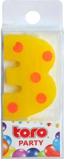 Tortna svečka številka 3 TORO, za zapičiti, 4,5 cm