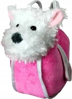 Plišasti kužek West Highland White Terrier v rožnati torbici