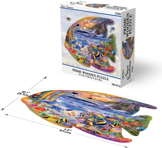 Prime 3D lesene puzzle riba – 200 koščkov
