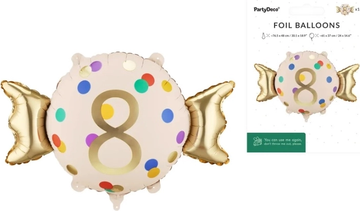 Folijski balon v obliki sladkarije 61 × 37 cm (mešane barve)